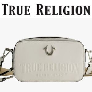 True Religion Logo Camera Crossbody Bag- White
